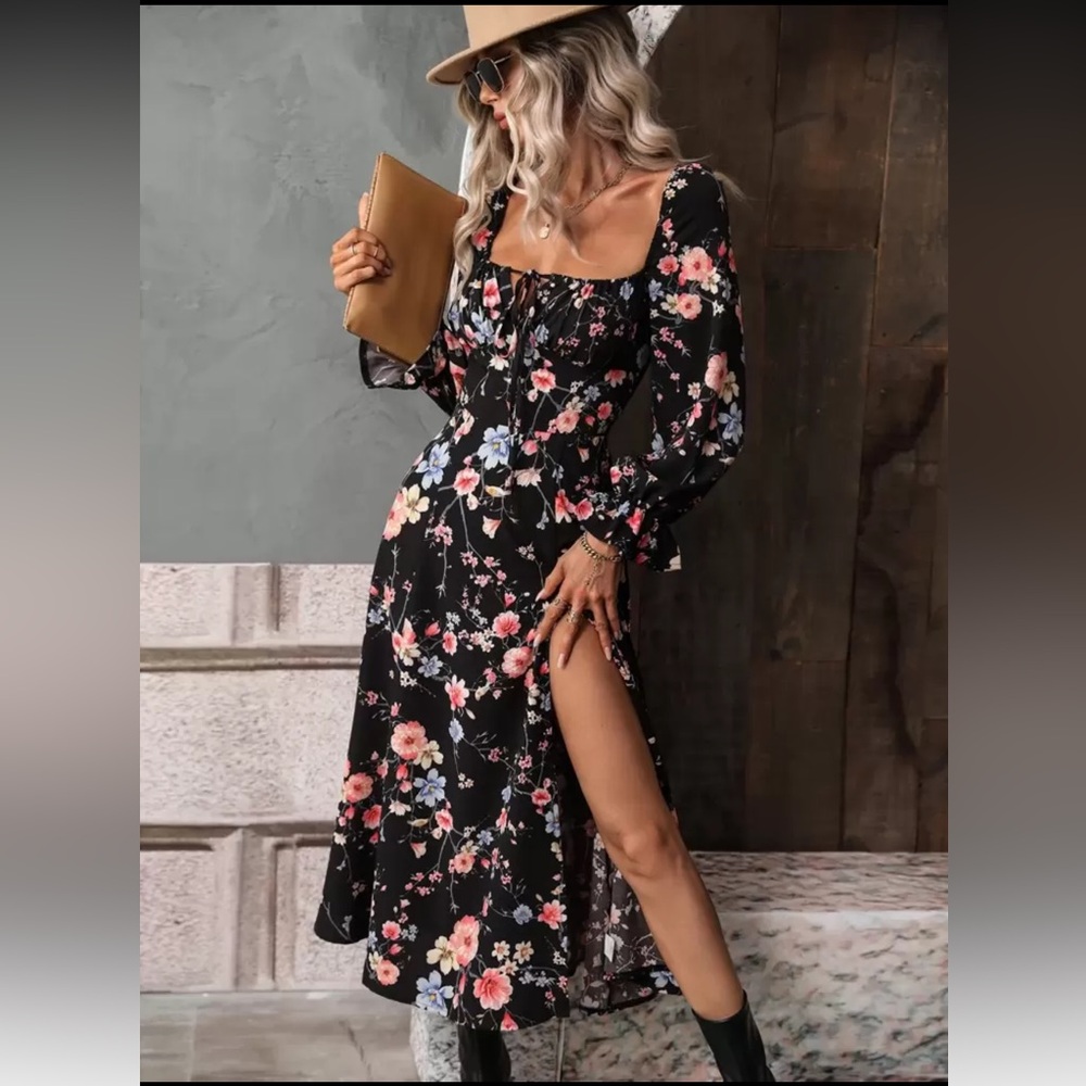 Floral Black Dress